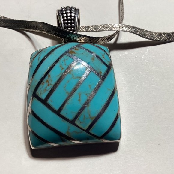 TURQUOISE STERLING STUNNING NECKLACE UNIQUE ! OOAK - Picture 2 of 16